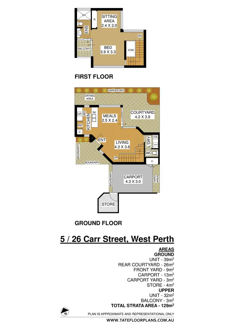 Floorplan of Homely townhouse listing, 5/26 Carr Street, West Perth WA 6005