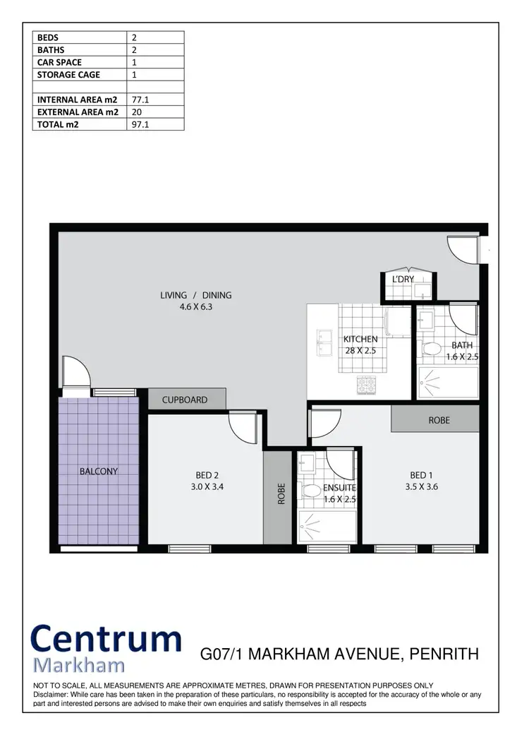 Floorplan of Homely apartment listing, G03/1 Markham Avenue, Penrith NSW 2750