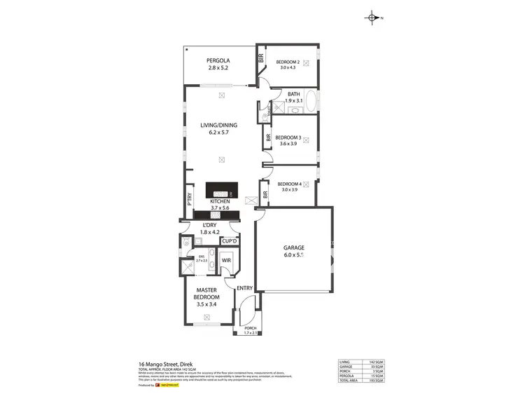 Floorplan of Homely house listing, 16 Mango Street, Burton SA 5110