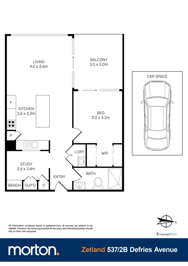 Floorplan of Homely apartment listing, 537/2B Defries Avenue, Zetland NSW 2017