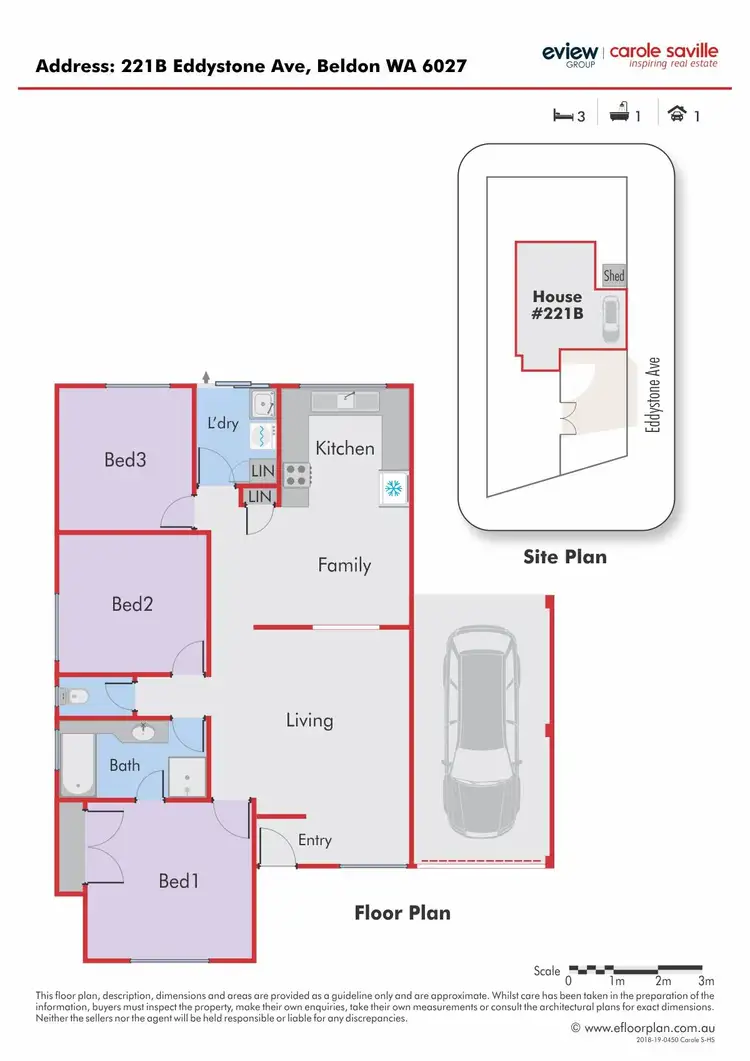 Floorplan of Homely semi-detached listing, 221B Eddystone Avenue, Beldon WA 6027