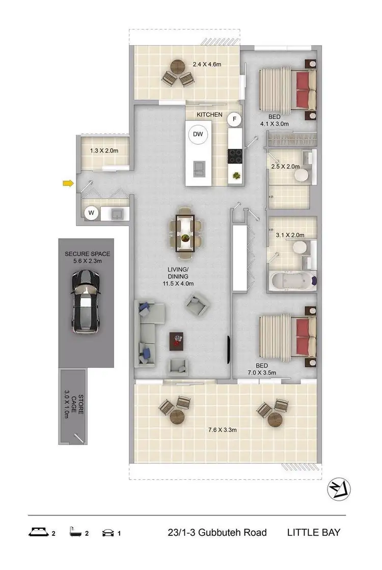 Floorplan of Homely apartment listing, 23/1-3 Gubbuteh Road, Little Bay NSW 2036
