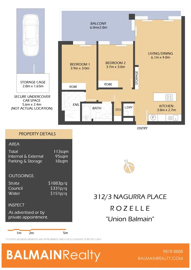 Floorplan of Homely apartment listing, 312/3 Nagurra Place, Rozelle NSW 2039