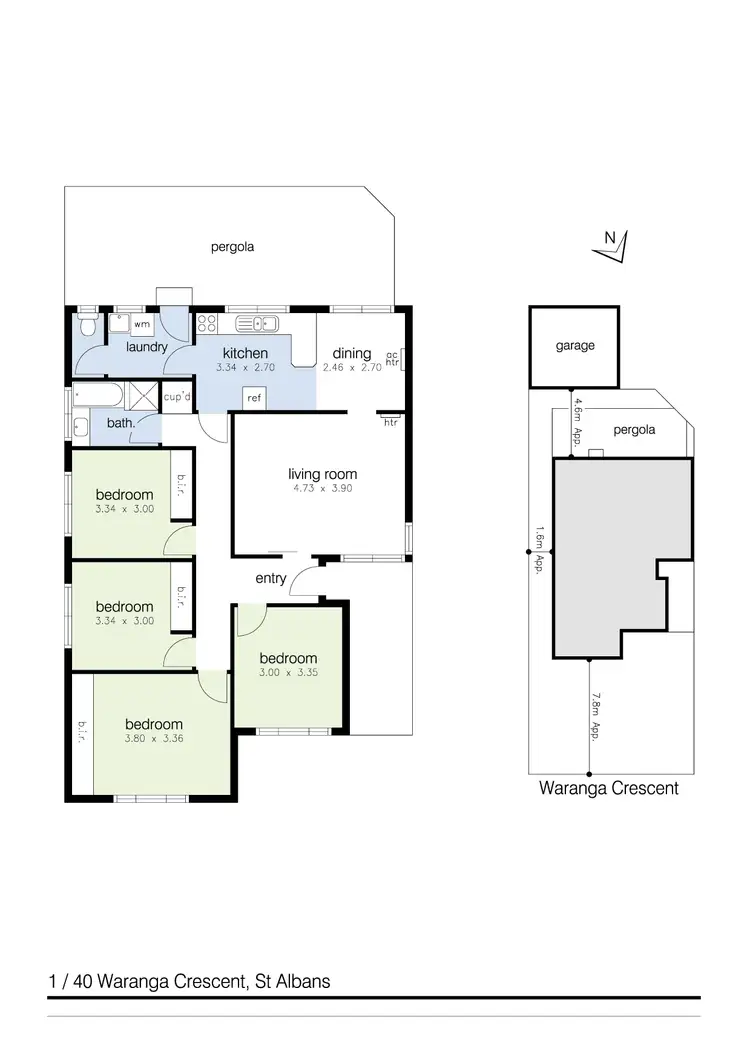 Floorplan of Homely unit listing, 1/40 Waranga Crescent, St Albans VIC 3021