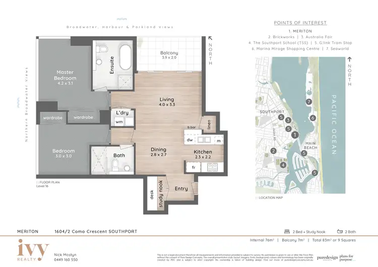 Floorplan of Homely unit listing, 1604/2 Como Crescent, Southport QLD 4215