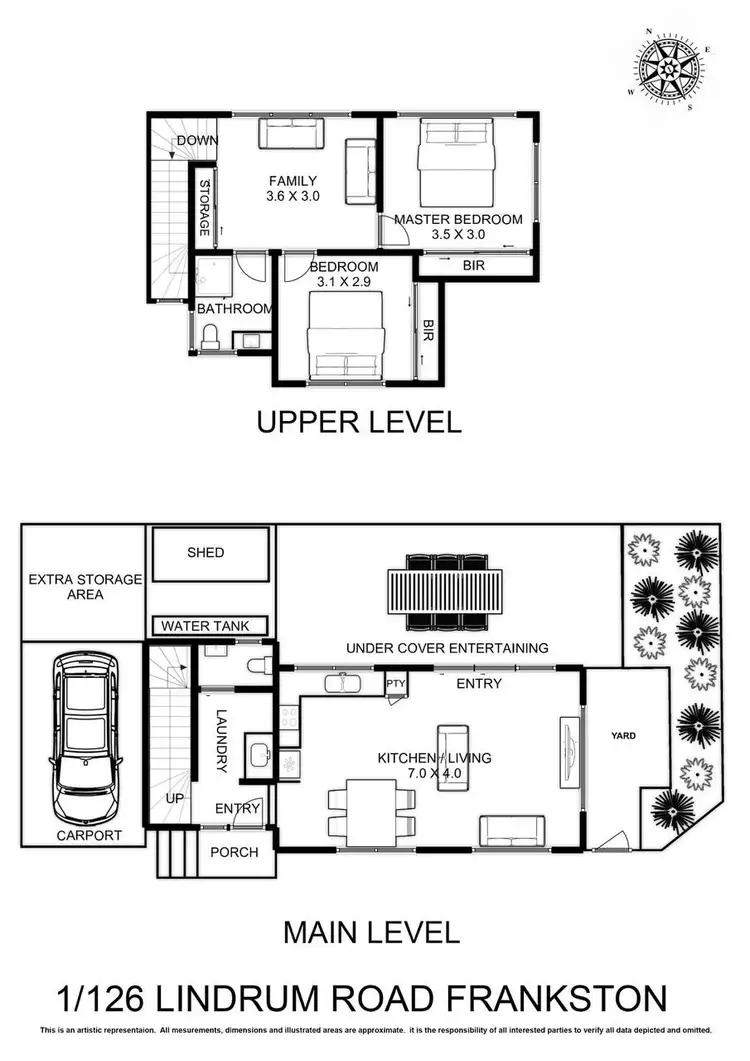 Floorplan of Homely townhouse listing, 1/126 Lindrum Road, Frankston VIC 3199