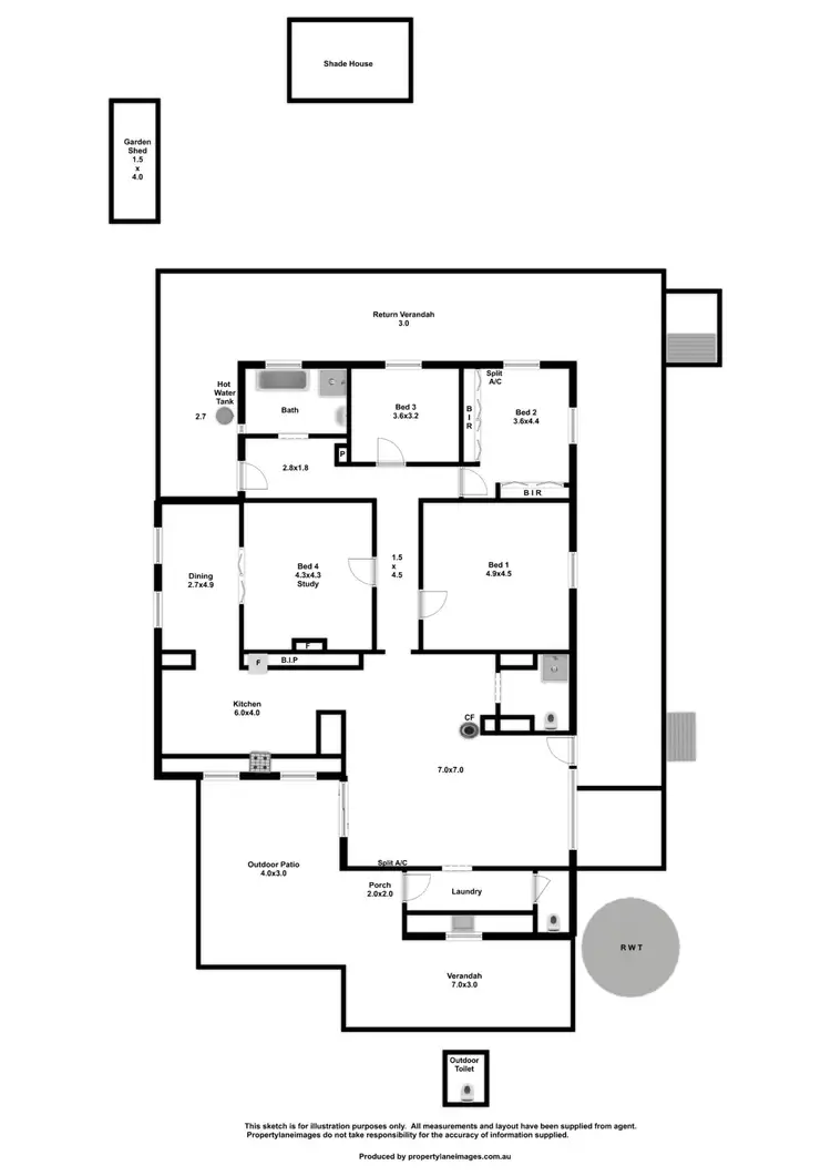 Floorplan of Homely rural property listing, 8271 Horrocks Highway, Gillentown SA 5453