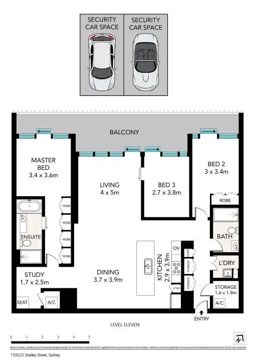 Floorplan of Homely apartment listing, 1105/23 Shelley Street, Sydney NSW 2000