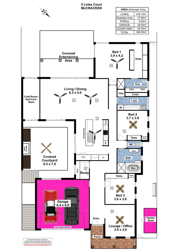 Floorplan of Homely house listing, 5 Links Court, Mccracken SA 5211
