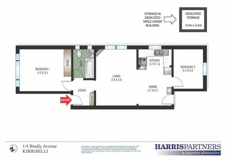 Floorplan of Homely unit listing, 1/4 Bradly Avenue, Kirribilli NSW 2061