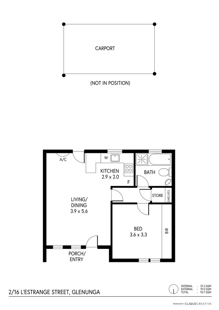 Floorplan of Homely unit listing, 2/16 L'Estrange Street, Glenside SA 5065
