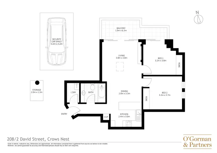 Floorplan of Homely apartment listing, 208/2 David Street, Crows Nest NSW 2065