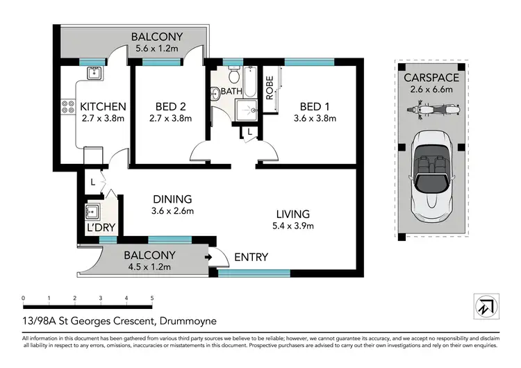 Floorplan of Homely unit listing, 13/98A St Georges Crescent, Drummoyne NSW 2047