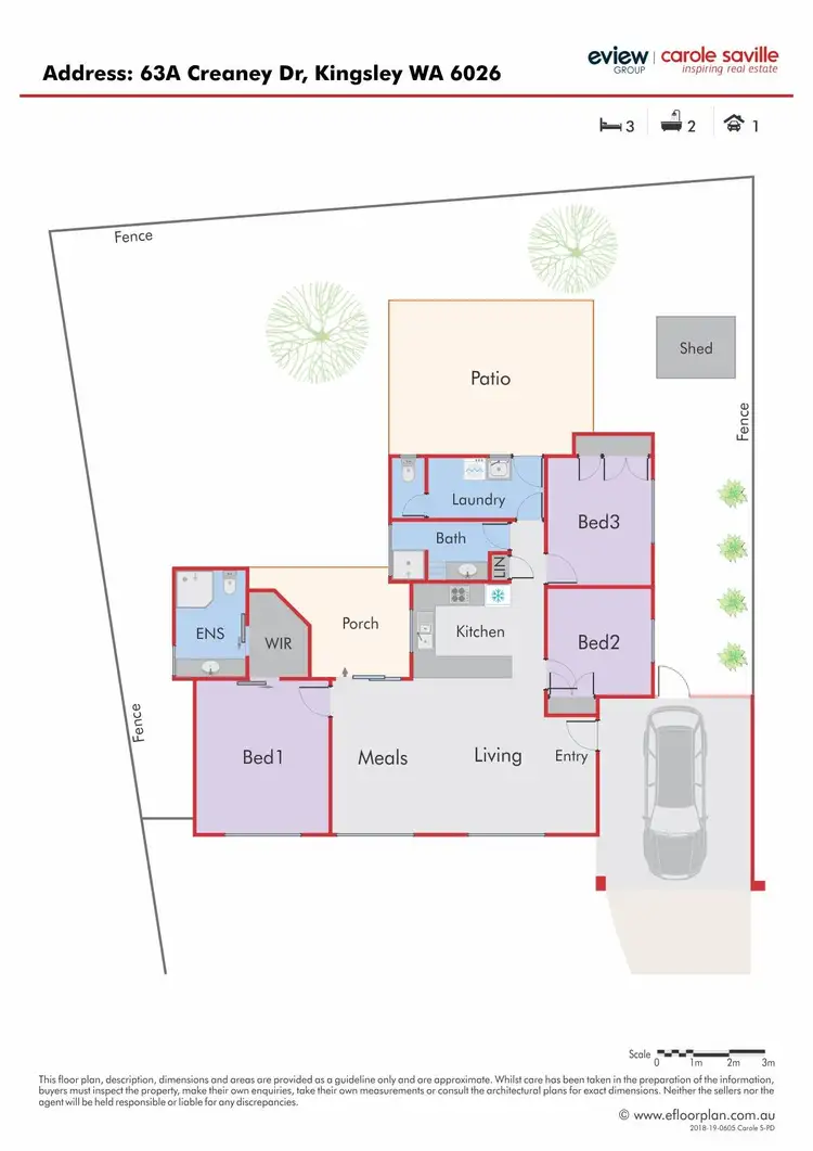 Floorplan of Homely semi-detached listing, 63A Creaney Drive, Kingsley WA 6026