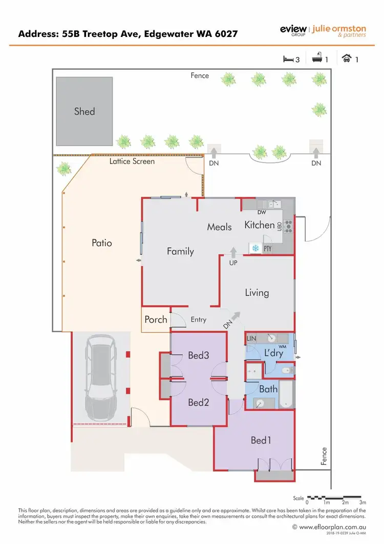 Floorplan of Homely semi-detached listing, 55B Treetop Avenue, Edgewater WA 6027