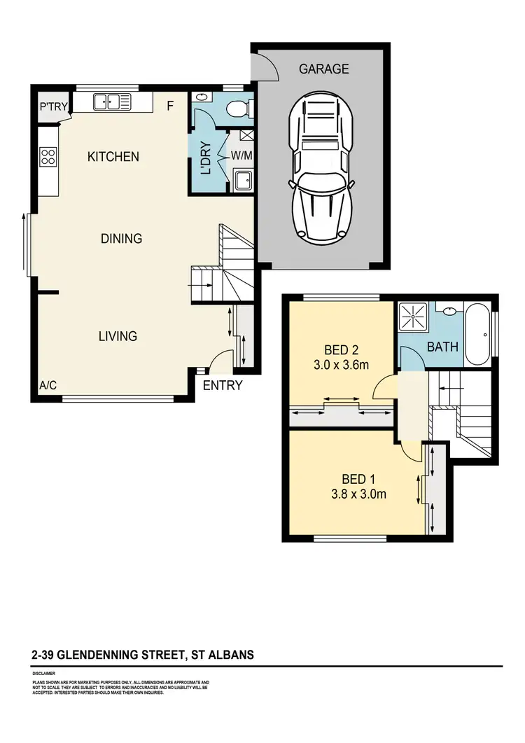 Floorplan of Homely townhouse listing, 2/39 Glendenning Street, St Albans VIC 3021