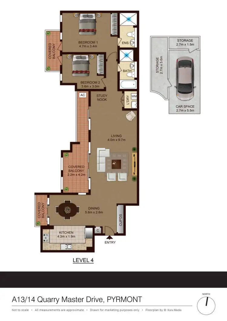 Floorplan of Homely apartment listing, A13/14 Quarry Master Drive, Pyrmont NSW 2009