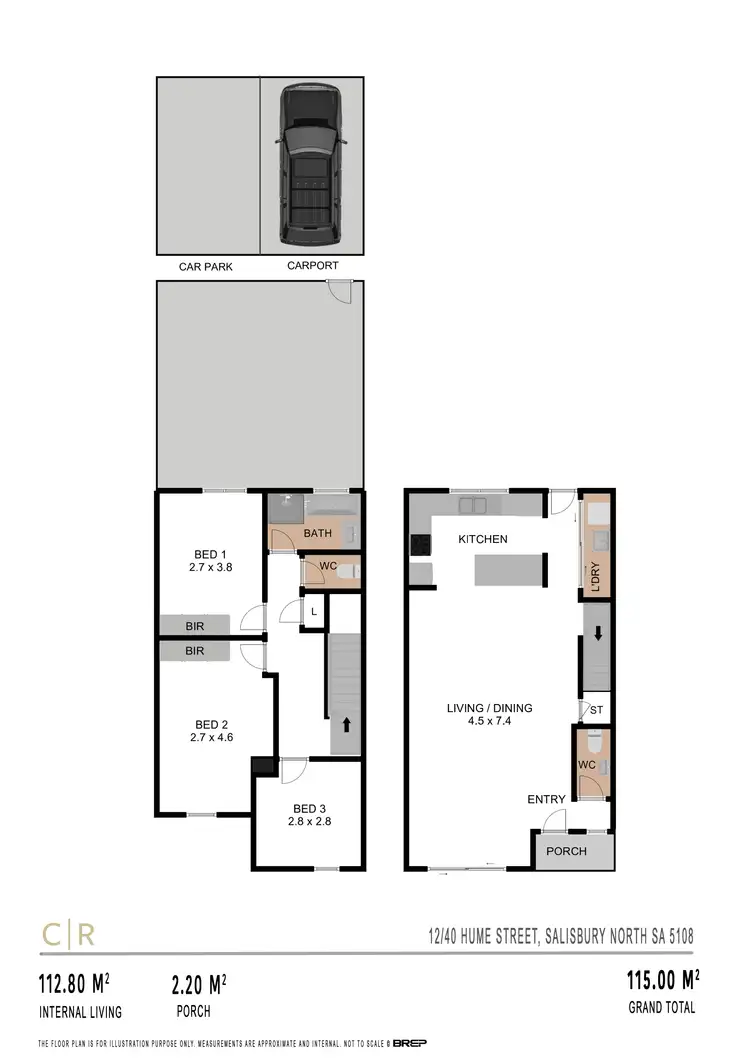 Floorplan of Homely townhouse listing, 12/40 Hume Street, Salisbury North SA 5108