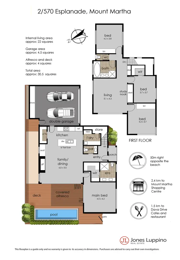 Floorplan of Homely townhouse listing, 2/570 Esplanade, Mount Martha VIC 3934