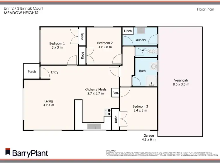 Floorplan of Homely unit listing, 2/3 Binnak Court, Meadow Heights VIC 3048