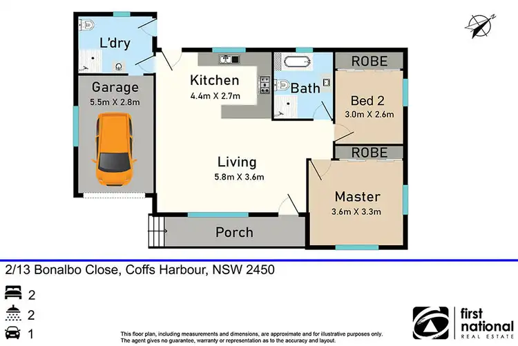 Floorplan of Homely villa listing, 2/13 Bonalbo Close, Coffs Harbour NSW 2450