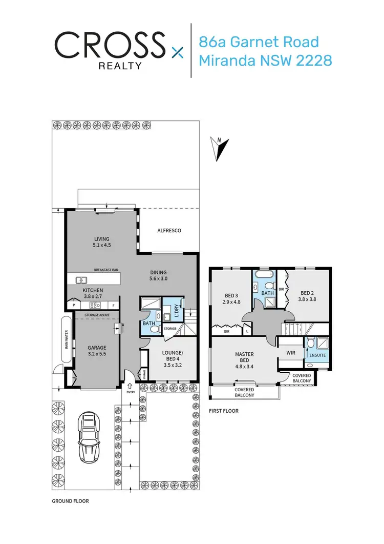 Floorplan of Homely semi-detached listing, 86a Garnet Road, Miranda NSW 2228