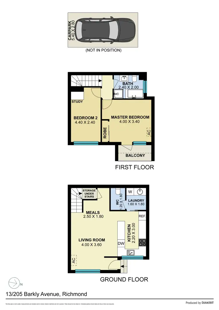 Floorplan of Homely townhouse listing, 13/205 Barkly Avenue, Richmond VIC 3121