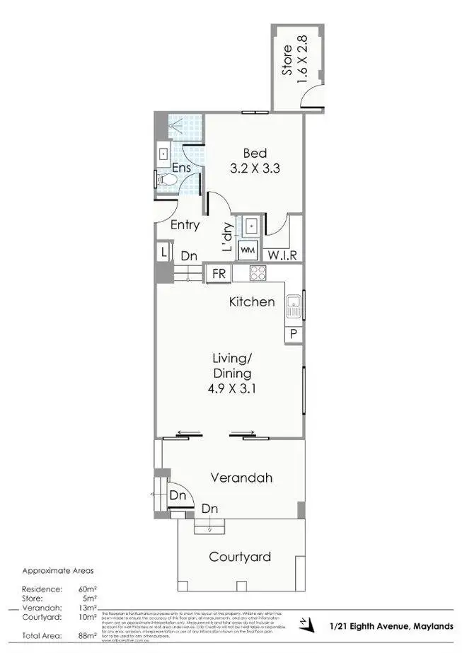 Floorplan of Homely unit listing, 1/21 Eighth Avenue, Maylands WA 6051