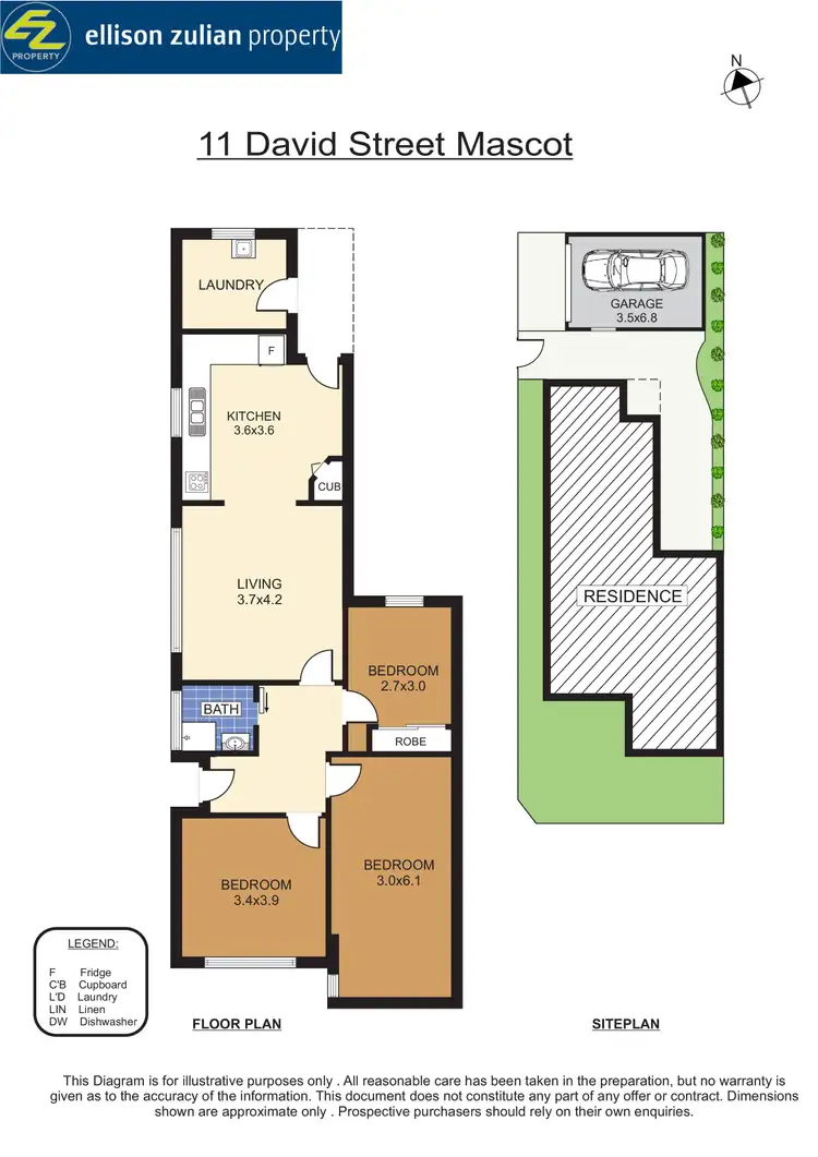 Floorplan of Homely semi-detached listing, 11 David Street, Mascot NSW 2020