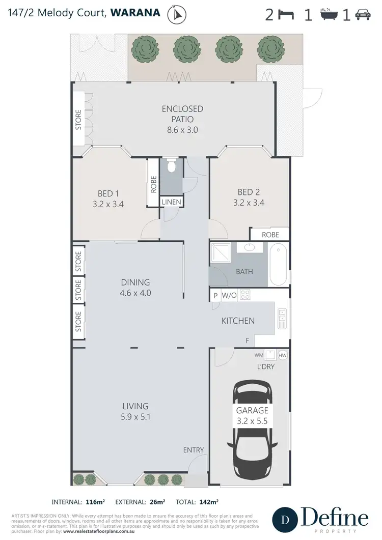 Floorplan of Homely unit listing, 147/2 Melody Court, Warana QLD 4575