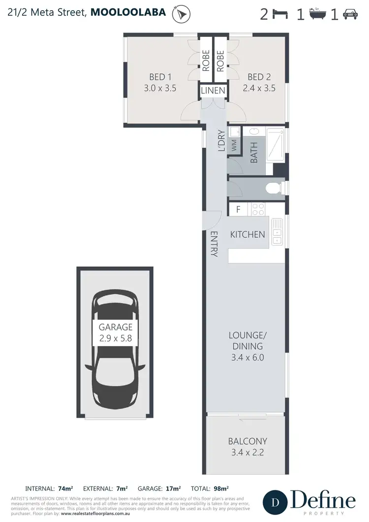 Floorplan of Homely apartment listing, 21/2 Meta Street, Mooloolaba QLD 4557