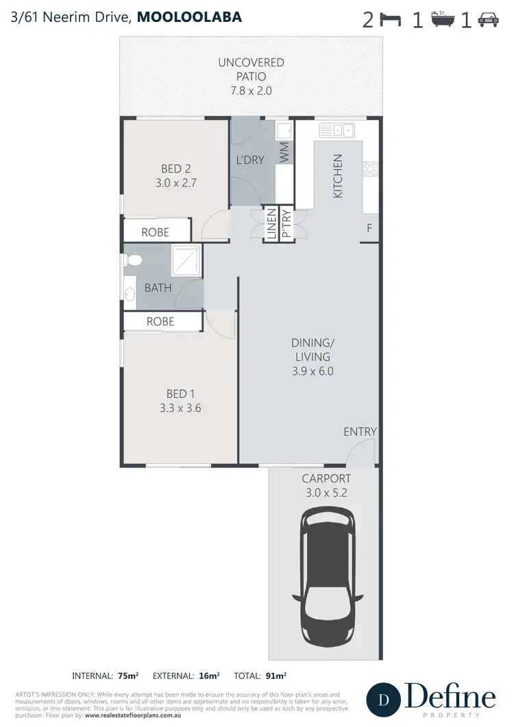 Floorplan of Homely unit listing, 3/61 Neerim Drive, Mooloolaba QLD 4557