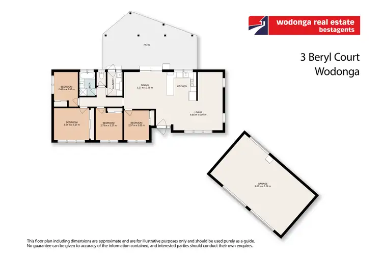 Floorplan of Homely house listing, 3 Beryl Court, Wodonga VIC 3690