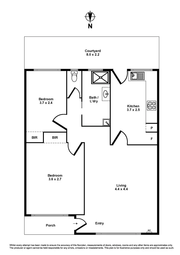 Floorplan of Homely unit listing, 2/94 Saltley Street, South Kingsville VIC 3015