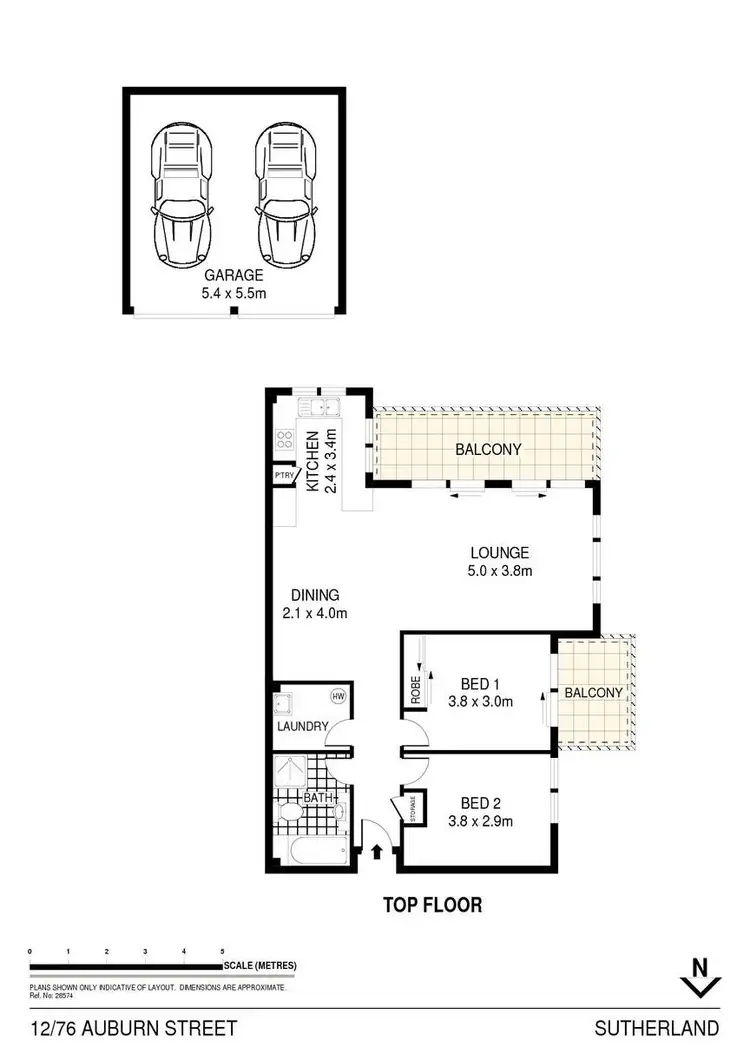 Floorplan of Homely unit listing, 12/76 Auburn Street, Sutherland NSW 2232