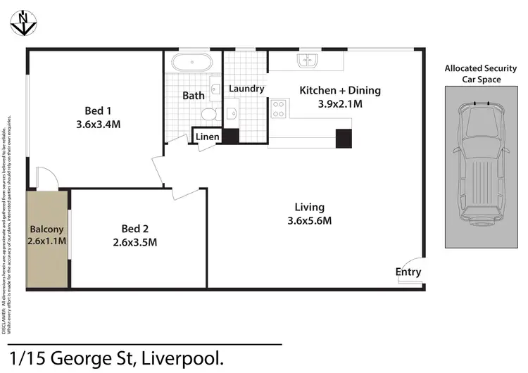 Floorplan of Homely apartment listing, 1/15 George Street, Liverpool NSW 2170