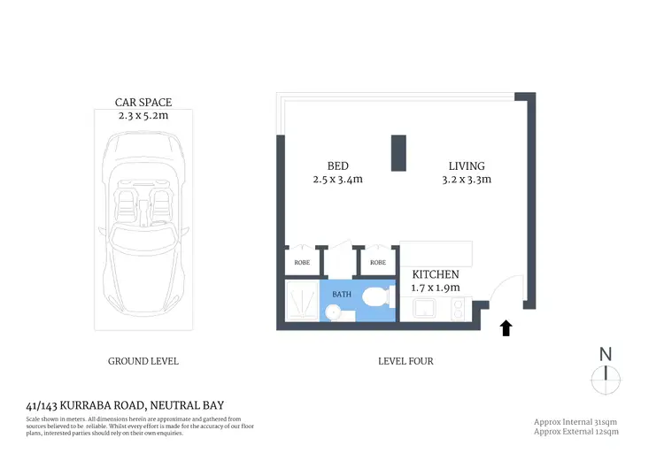 Floorplan of Homely studio listing, 41/143 Kurraba Road, Neutral Bay NSW 2089