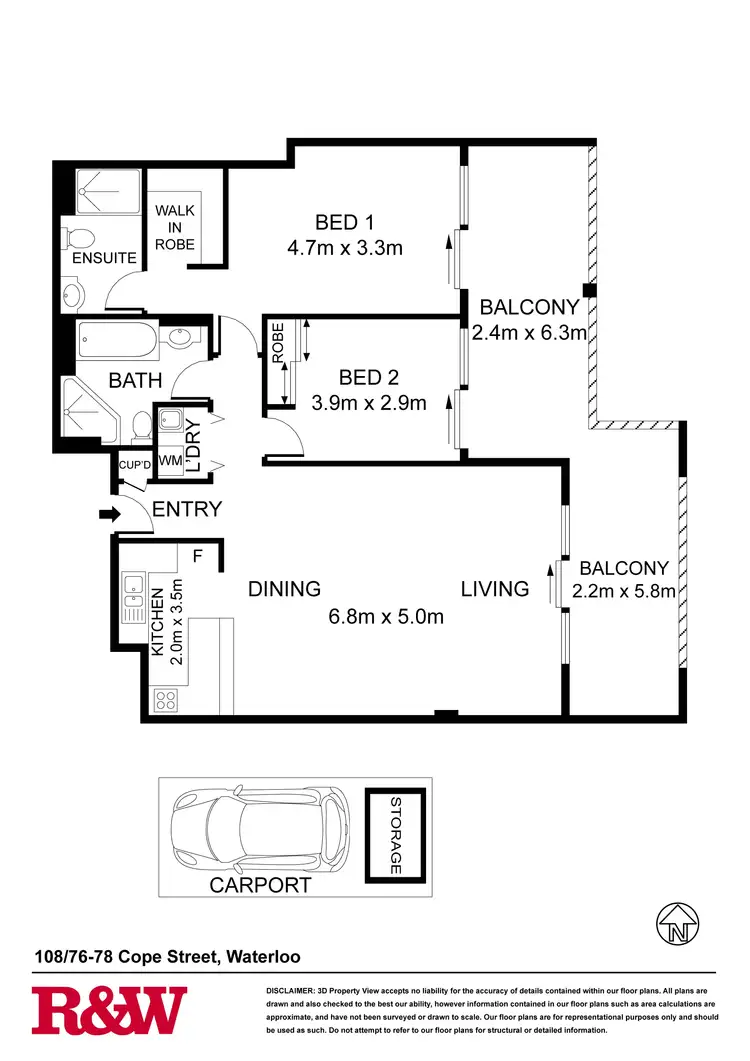 Floorplan of Homely apartment listing, 108/76-78 Cope Street, Waterloo NSW 2017