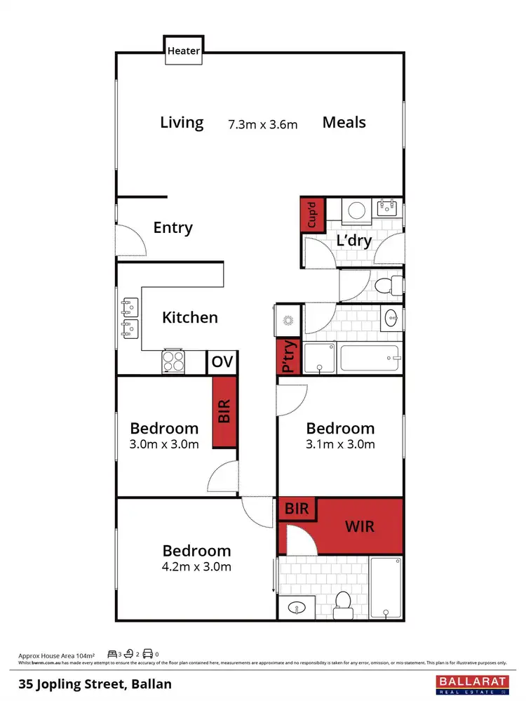 Floorplan of Homely house listing, 35 Jopling Street, Ballan VIC 3342