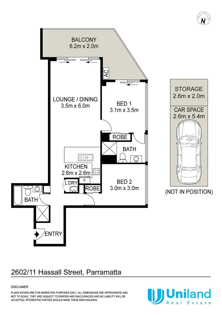 Floorplan of Homely apartment listing, 2602/11 Hassall Street, Parramatta NSW 2150