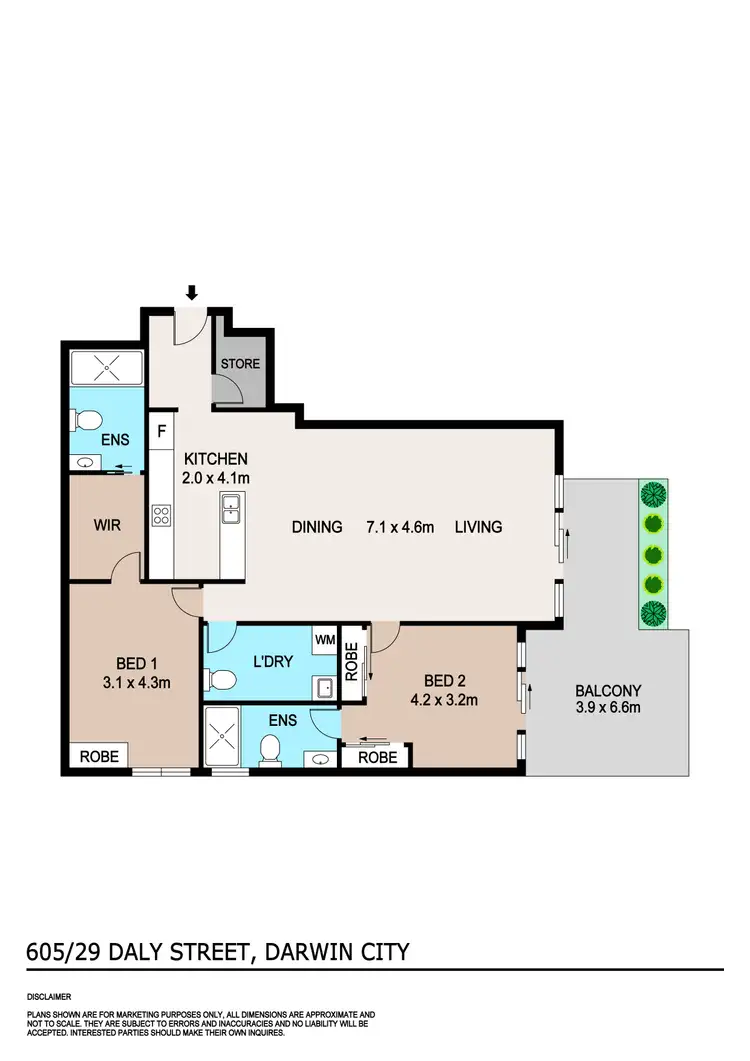 Floorplan of Homely apartment listing, 605/29 Daly Street, Darwin City NT 800