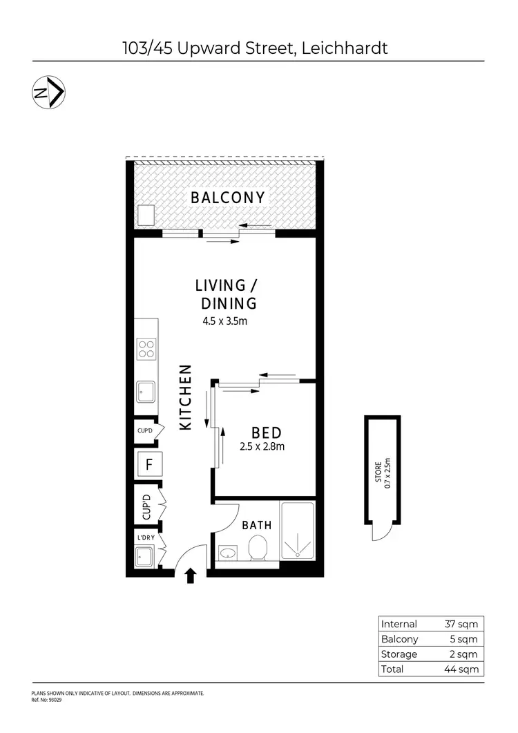 Floorplan of Homely studio listing, 103/45 Upward Street, Leichhardt NSW 2040