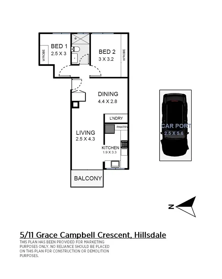 Floorplan of Homely apartment listing, 5/11 Grace Campbell Crescent, Hillsdale NSW 2036