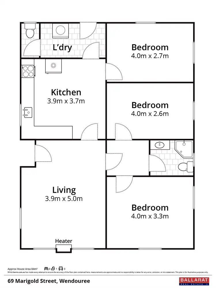 Floorplan of Homely house listing, 69 Marigold Street, Wendouree VIC 3355