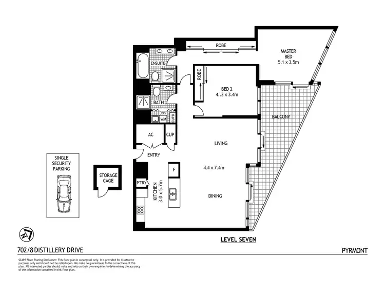 Floorplan of Homely apartment listing, 702/8 Distillery Drive, Pyrmont NSW 2009