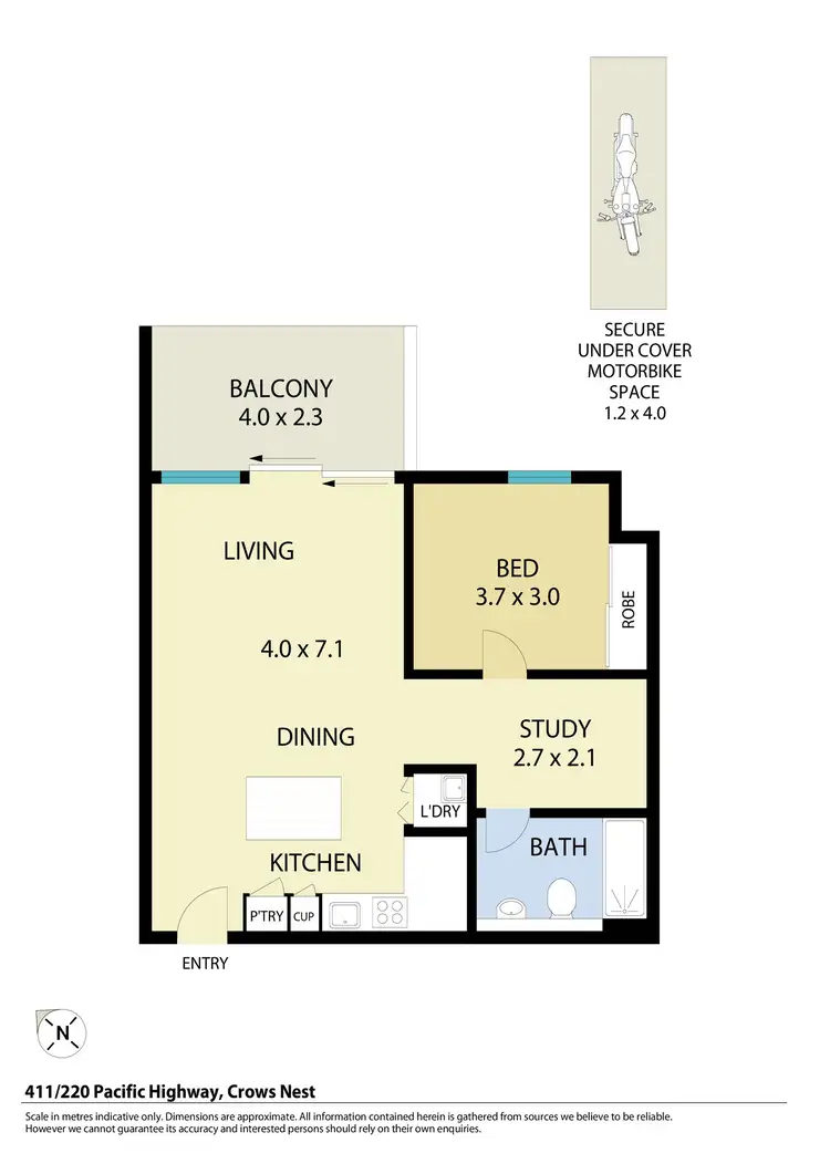Floorplan of Homely apartment listing, 411/220 Pacific Highway, Crows Nest NSW 2065