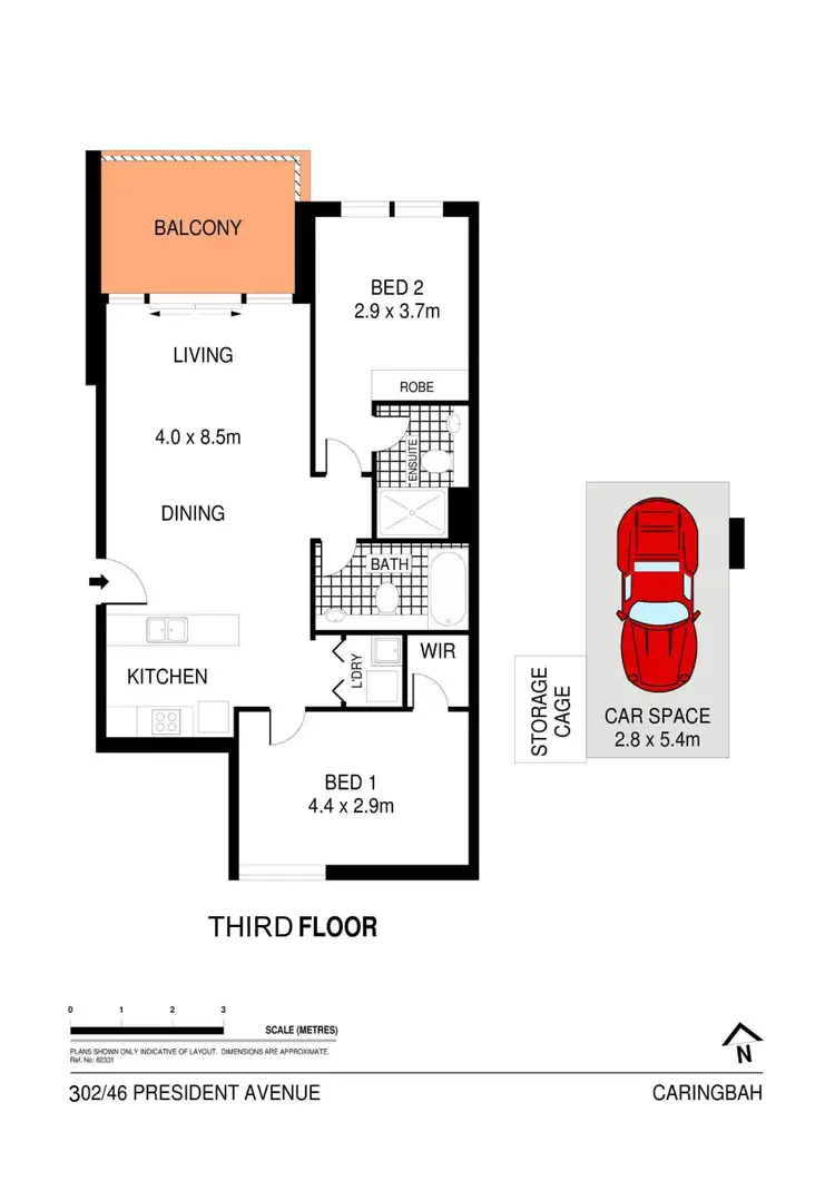 Floorplan of Homely apartment listing, 302/46 President Avenue, Caringbah NSW 2229