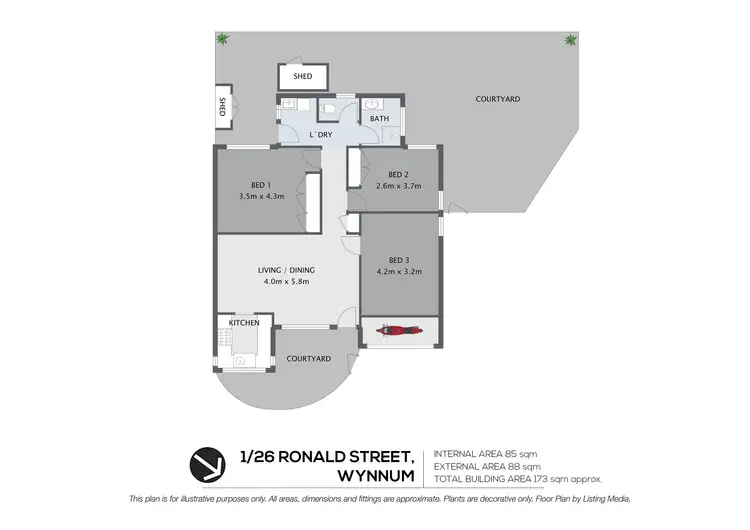 Floorplan of Homely villa listing, 1/26 Ronald Street, Wynnum QLD 4178