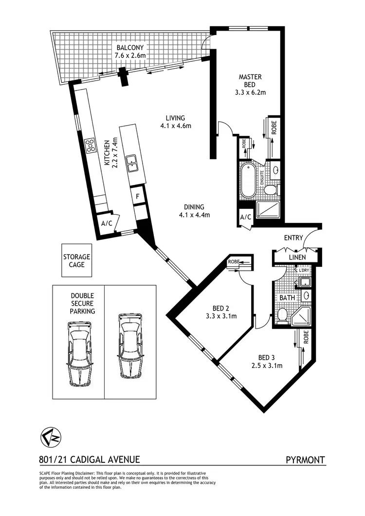 Floorplan of Homely apartment listing, 801/21 Cadigal Avenue, Pyrmont NSW 2009