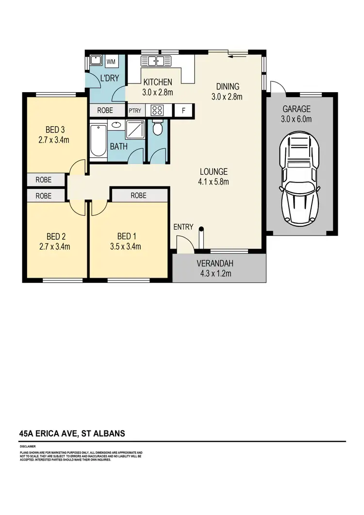 Floorplan of Homely unit listing, 45A Erica Avenue, St Albans VIC 3021